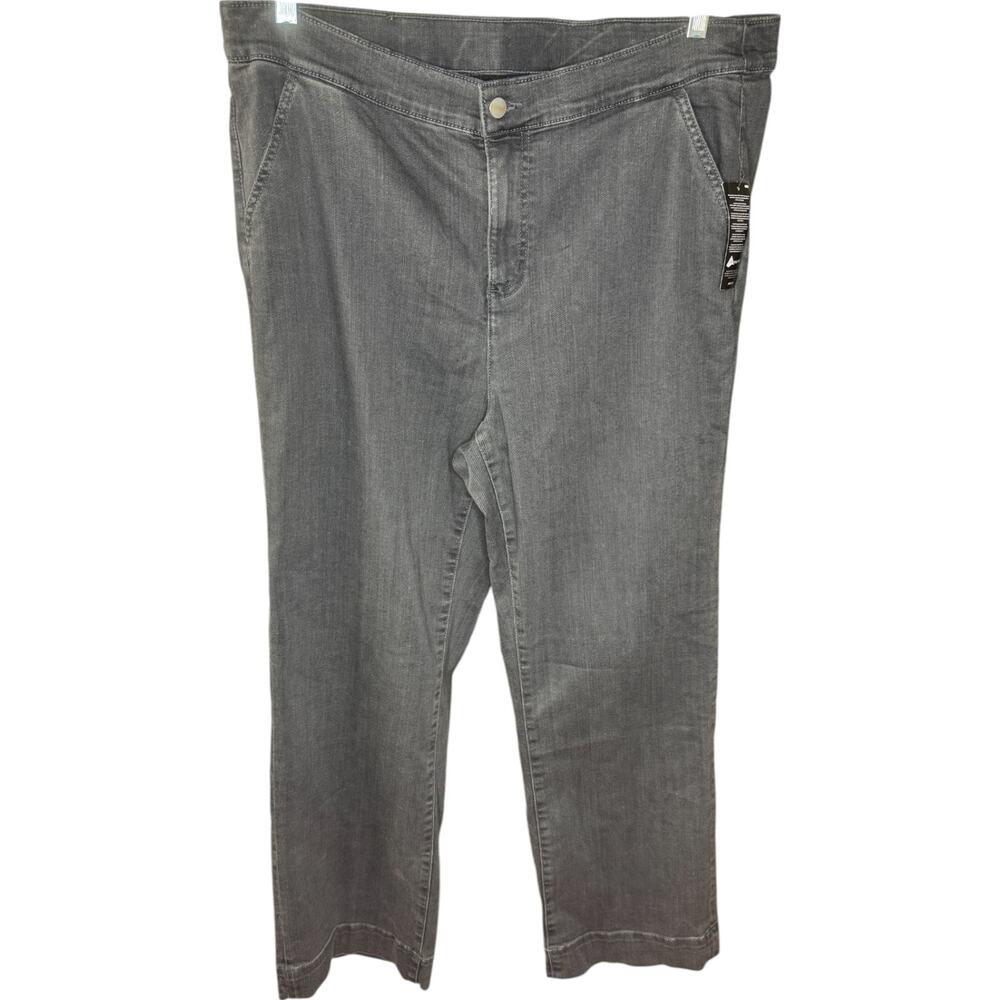 Denim & Co. Signature Regular Black Perfect Flex Trouser Jean Dark Grey Wash 18